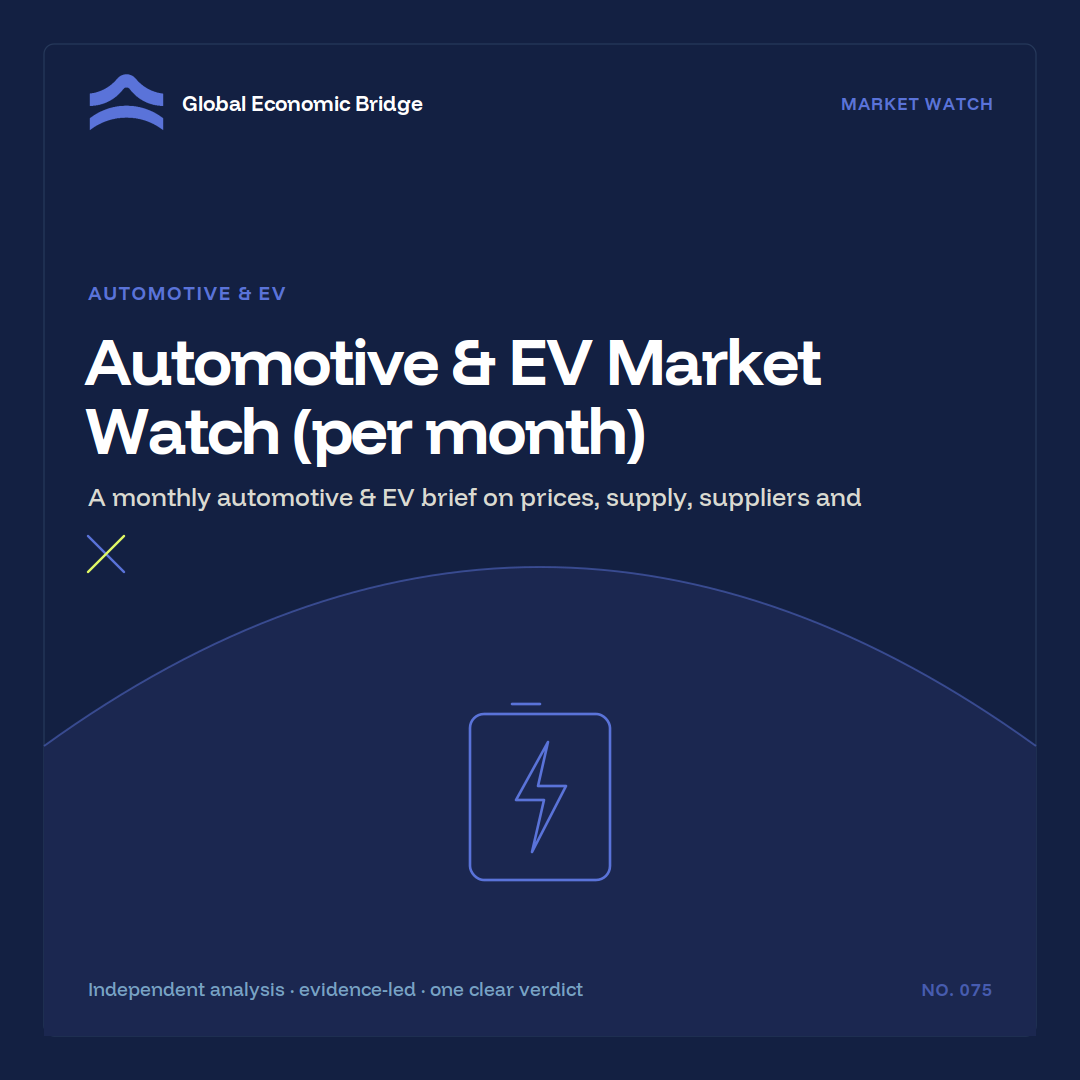 Automotive & EV Market Watch (per month), Global Economic Bridge