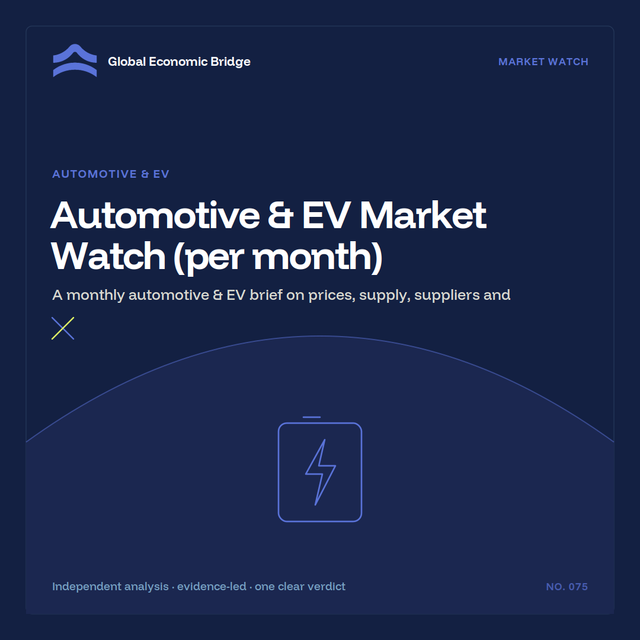 Automotive & EV Market Watch (per month), Global Economic Bridge