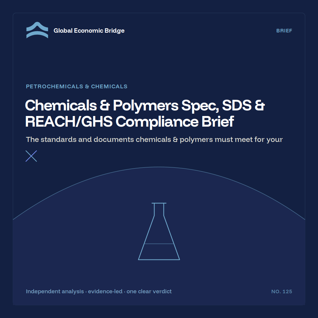 Chemicals & Polymers Spec, SDS & REACH/GHS Compliance Brief, Global Economic Bridge