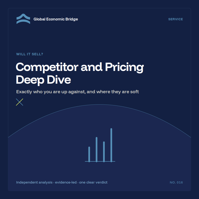 Competitor and Pricing Deep Dive, Global Economic Bridge