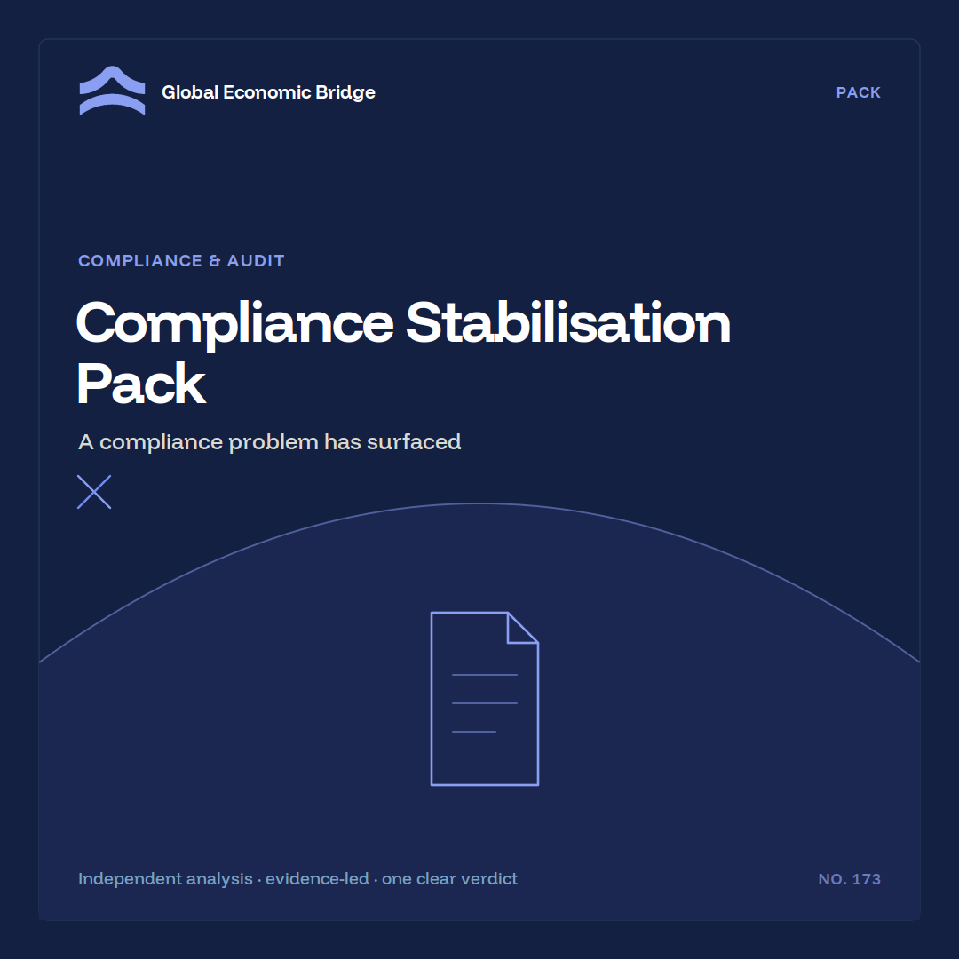 Compliance Stabilisation Pack, Global Economic Bridge