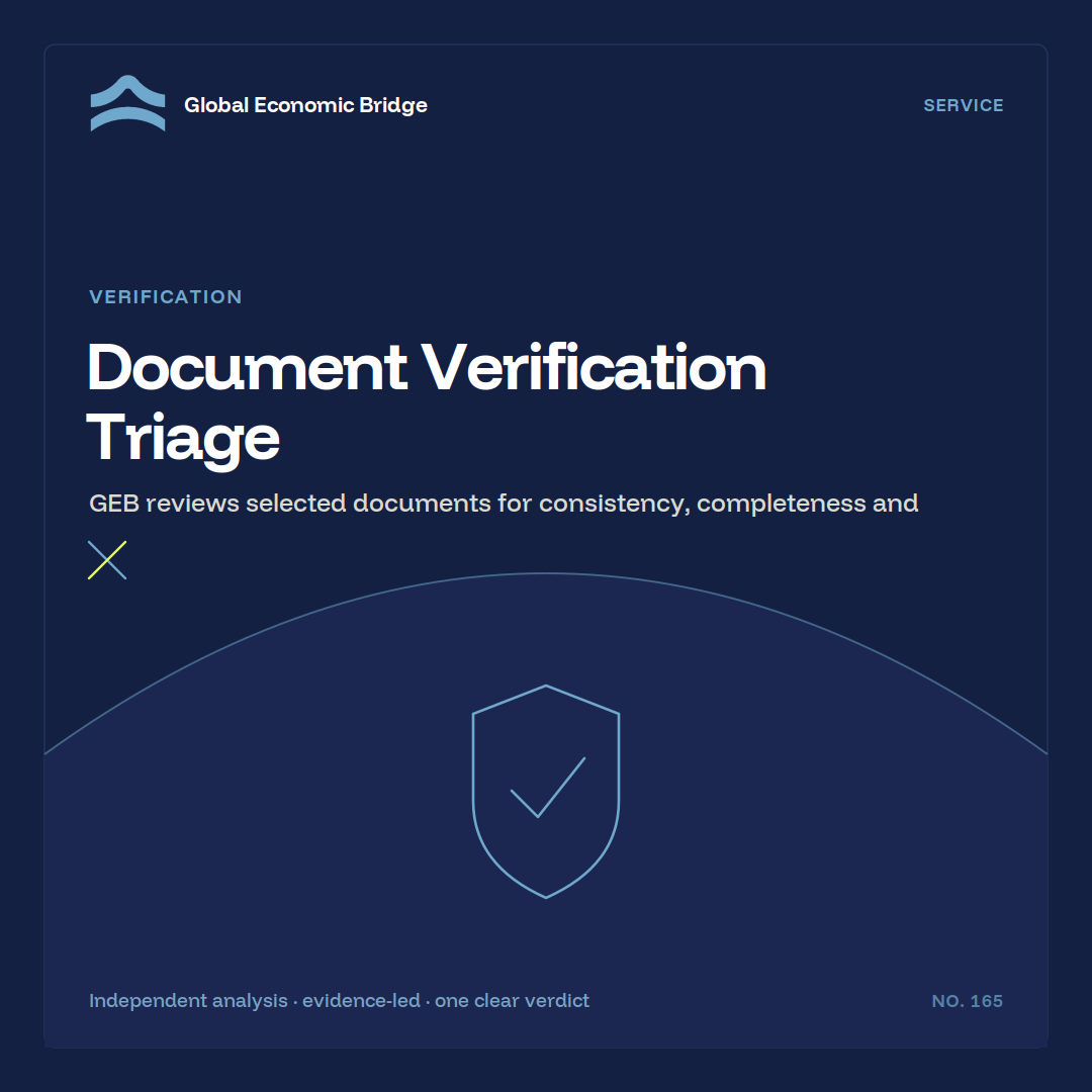 Document Verification Triage, Global Economic Bridge