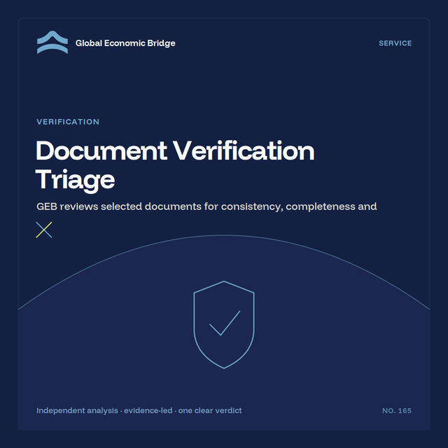 Document Verification Triage, Global Economic Bridge