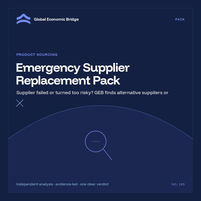 Emergency Supplier Replacement Pack, Global Economic Bridge
