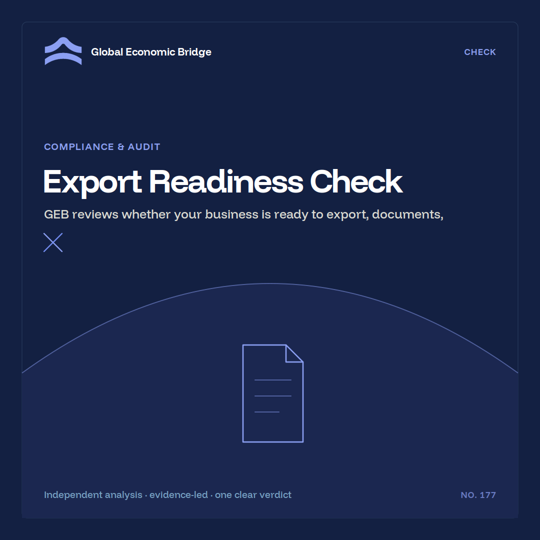 Export Readiness Check, Global Economic Bridge