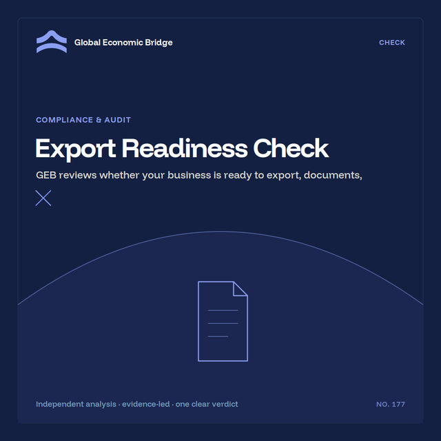 Export Readiness Check, Global Economic Bridge