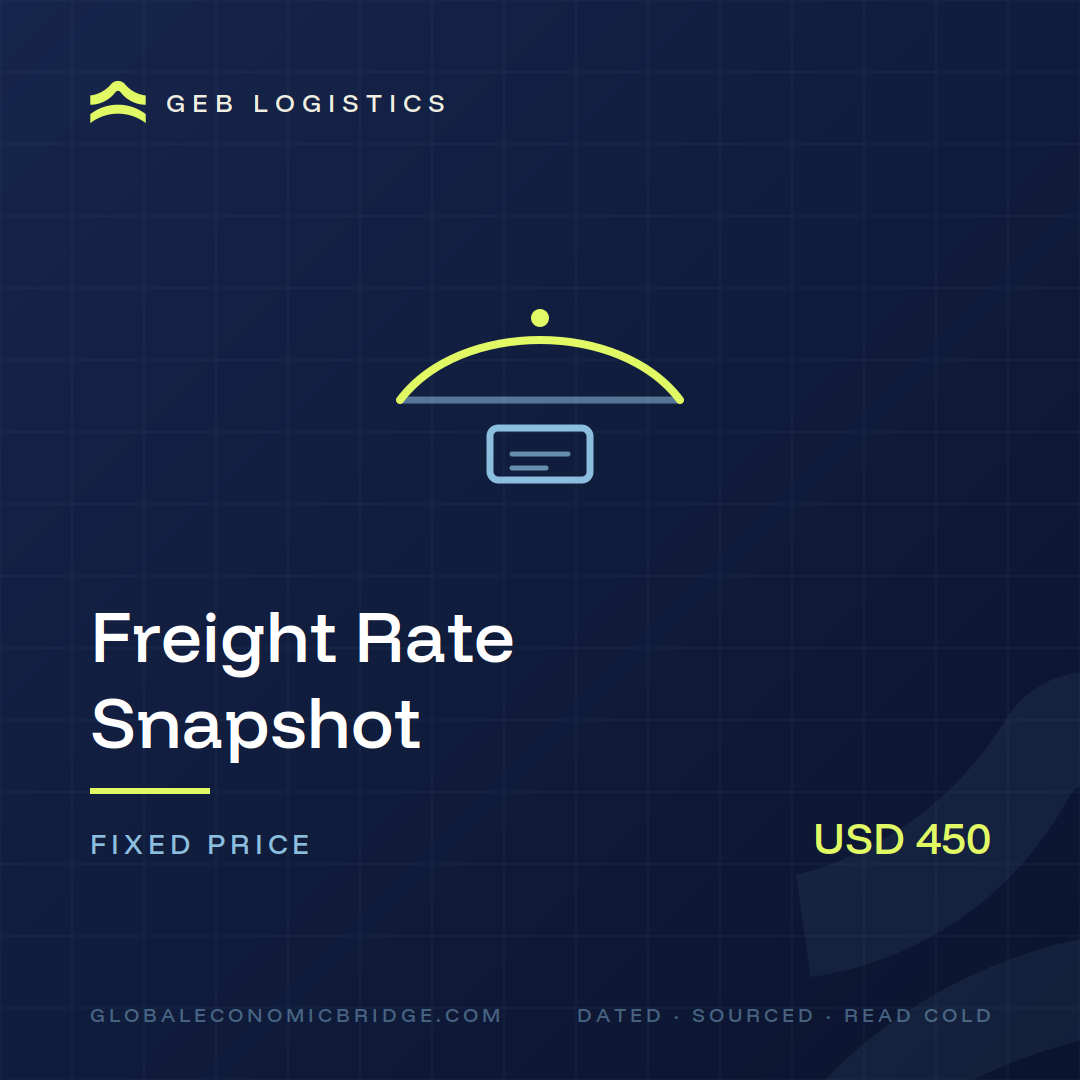 Freight Rate Snapshot product card, GEB Logistics, USD 450 fixed price