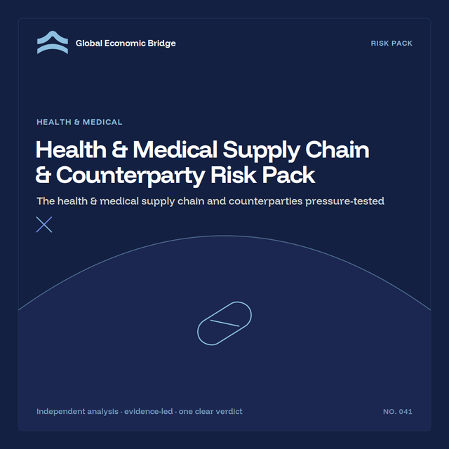 Health & Medical Supply Chain & Counterparty Risk Pack, Global Economic Bridge