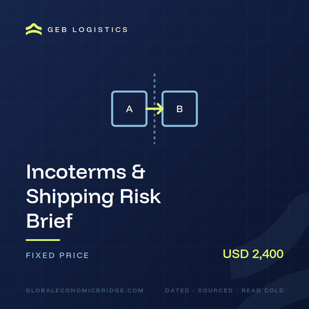 Incoterms and Shipping Risk Brief product card, GEB Logistics, USD 2,400 fixed price