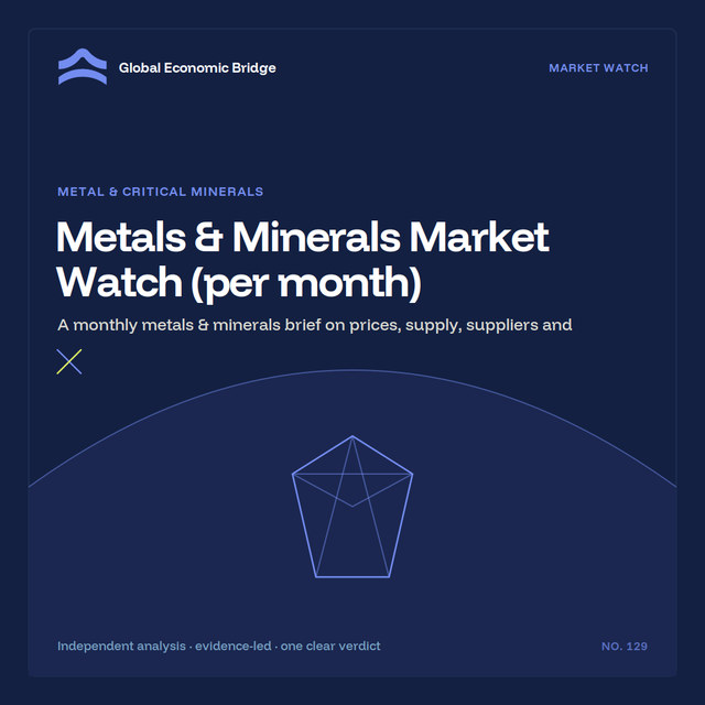 Metals & Minerals Market Watch (per month), Global Economic Bridge