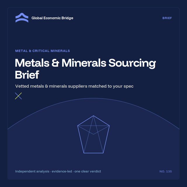 Metals & Minerals Sourcing Brief, Global Economic Bridge