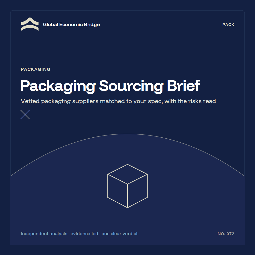 Packaging Sourcing Brief, Global Economic Bridge
