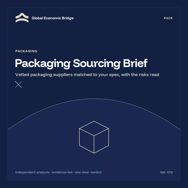 Packaging Sourcing Brief, Global Economic Bridge