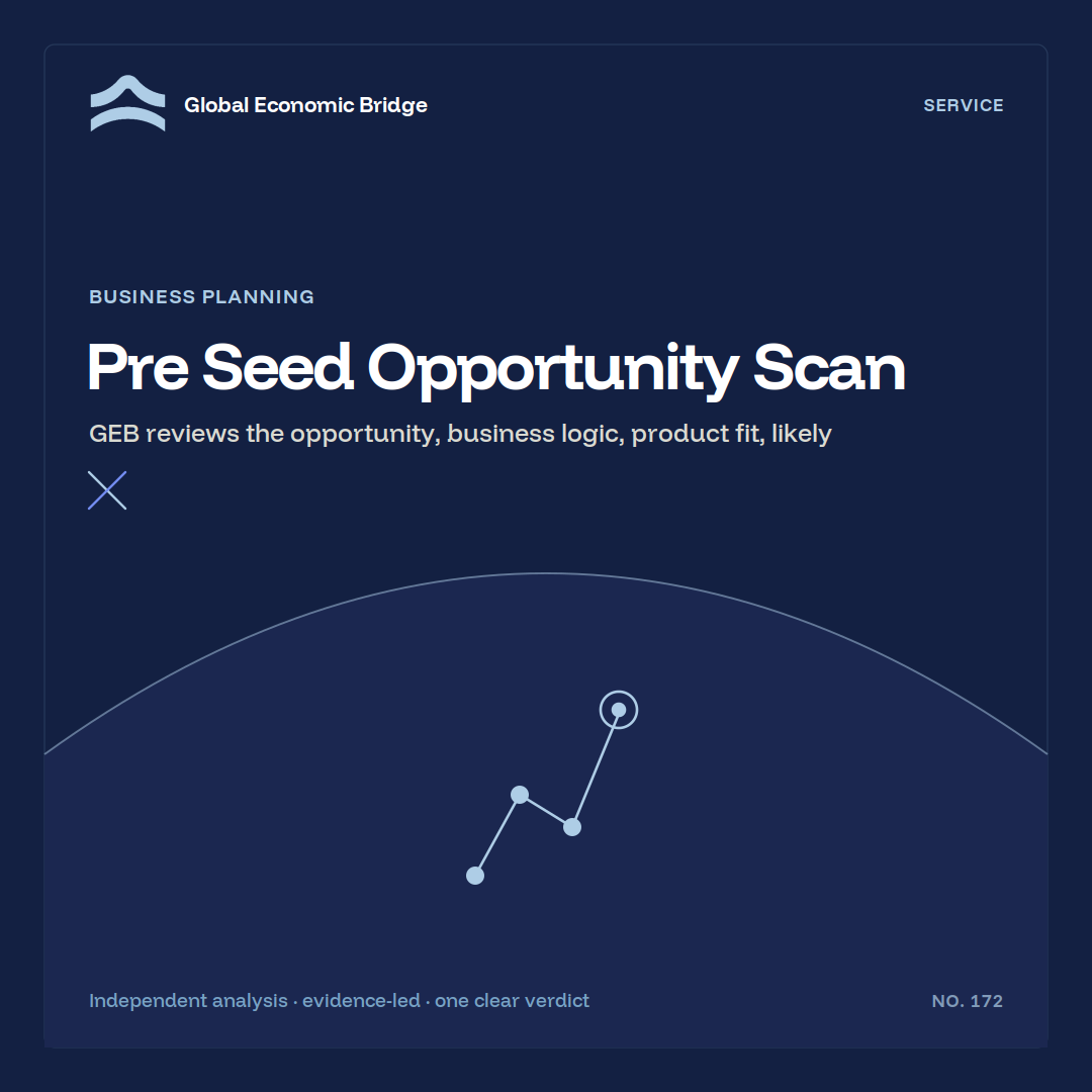 Pre Seed Opportunity Scan, Global Economic Bridge