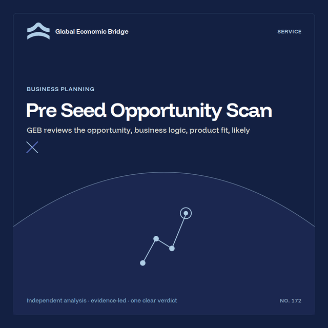 Pre Seed Opportunity Scan, Global Economic Bridge