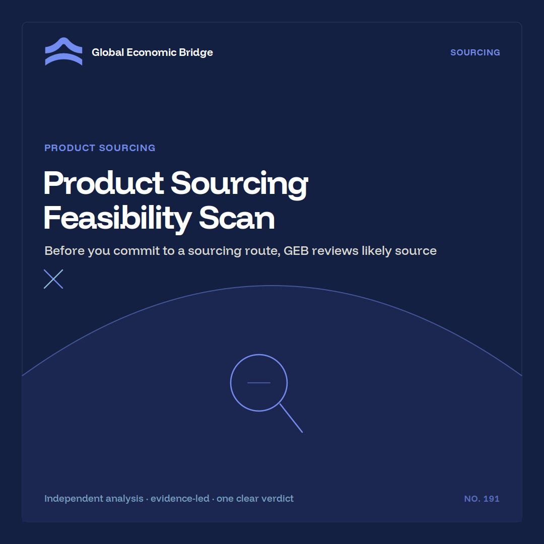 Product Sourcing Feasibility Scan, Global Economic Bridge