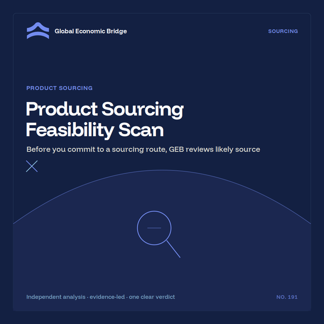 Product Sourcing Feasibility Scan, Global Economic Bridge