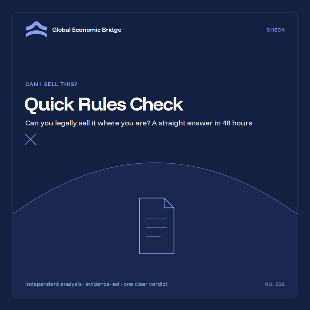Quick Rules Check, Global Economic Bridge