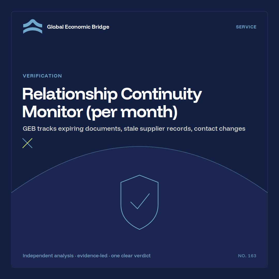 Relationship Continuity Monitor (per month), Global Economic Bridge
