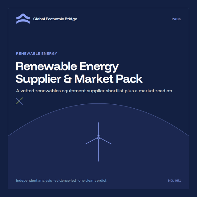 Renewable Energy Supplier & Market Pack, Global Economic Bridge