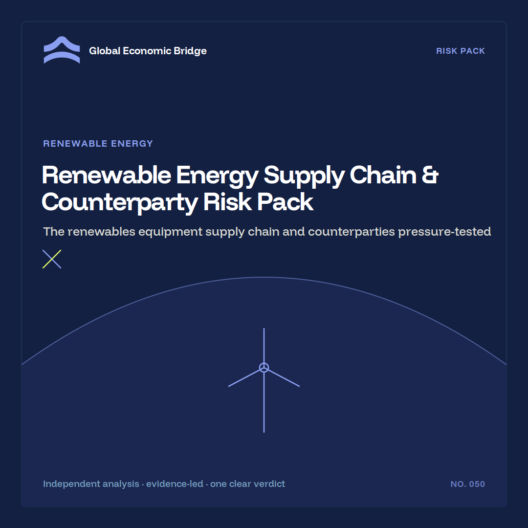 Renewable Energy Supply Chain & Counterparty Risk Pack, Global Economic Bridge