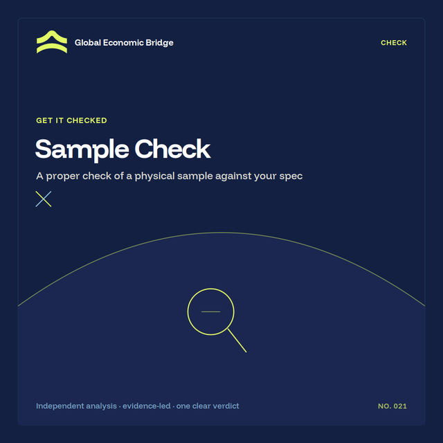Sample Check, Global Economic Bridge