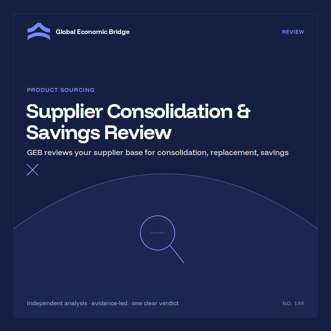 Supplier Consolidation & Savings Review, Global Economic Bridge