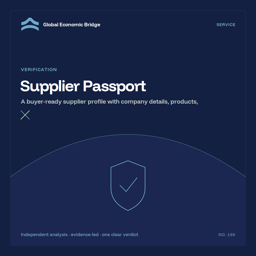 Supplier Passport, Global Economic Bridge