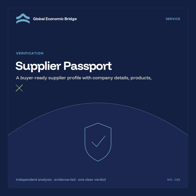 Supplier Passport, Global Economic Bridge