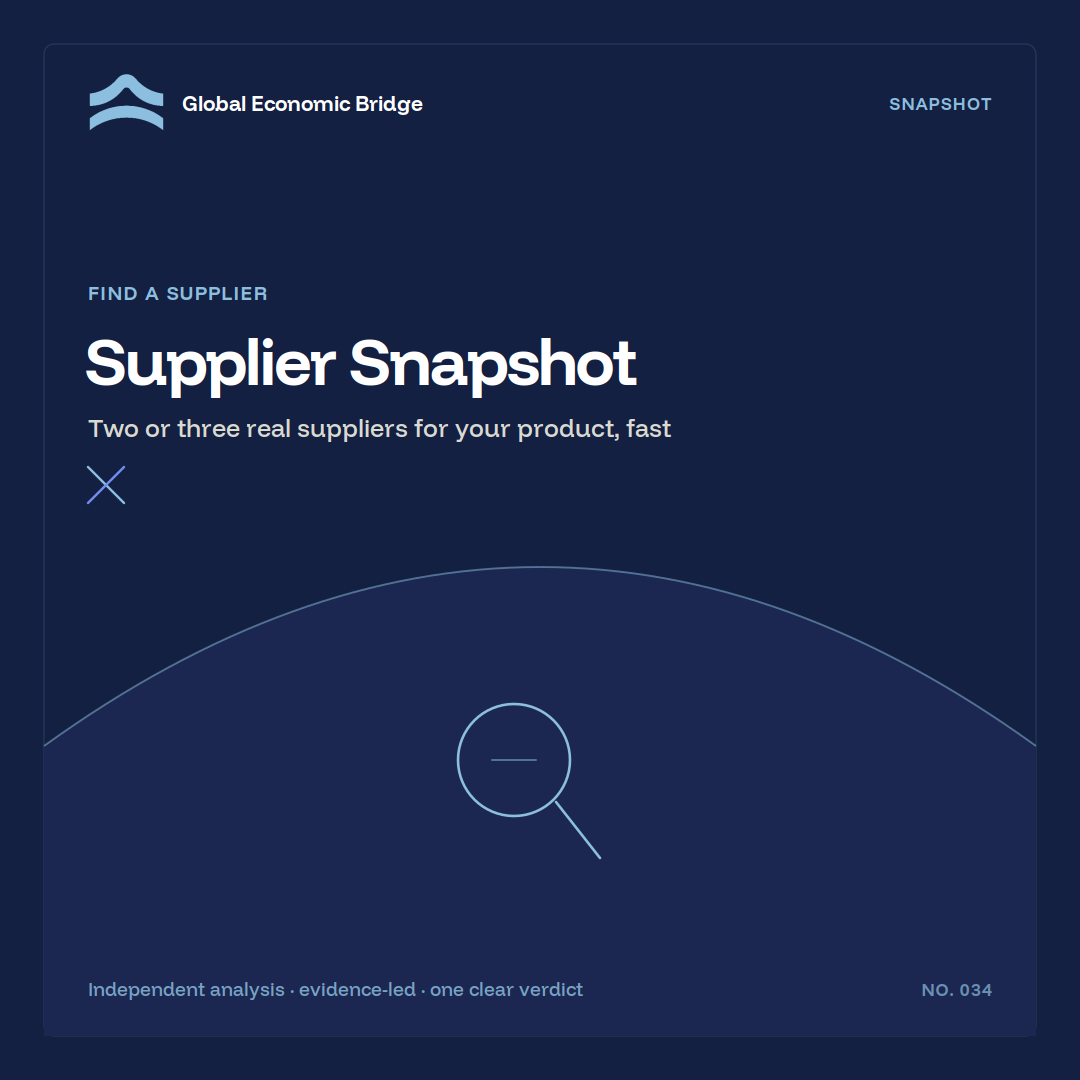 Supplier Snapshot, Global Economic Bridge
