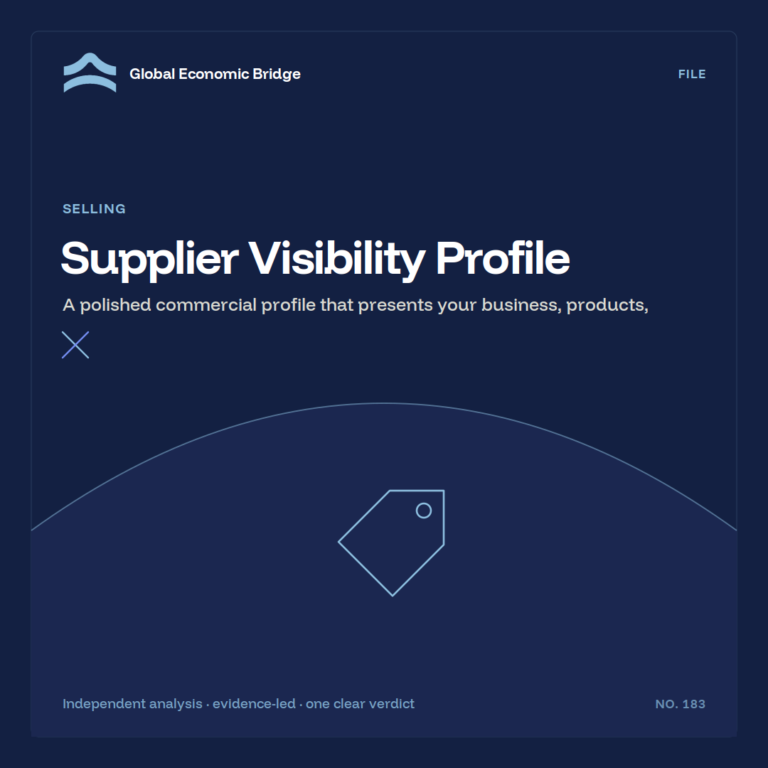 Supplier Visibility Profile, Global Economic Bridge