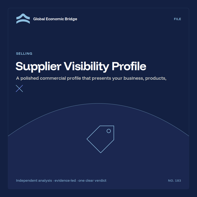 Supplier Visibility Profile, Global Economic Bridge