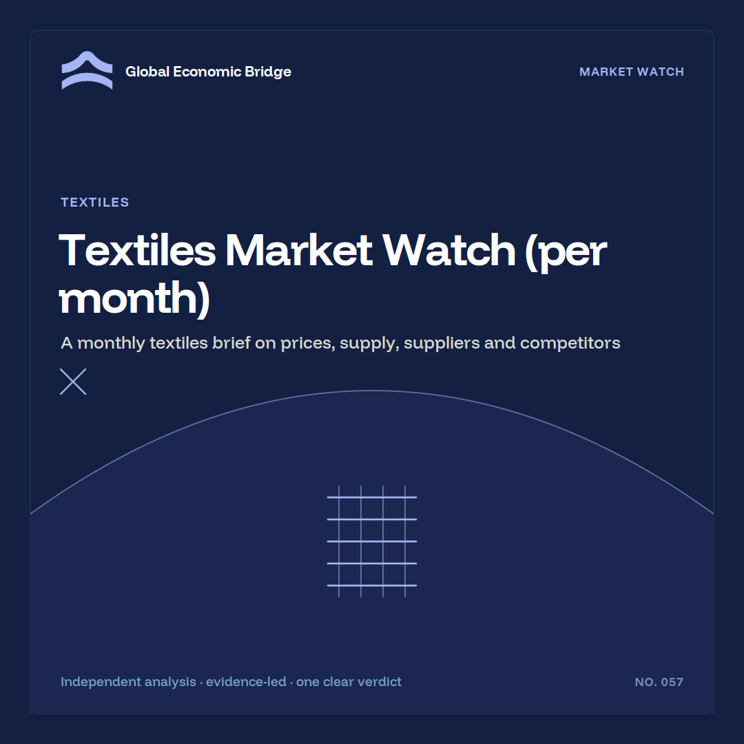 Textiles Market Watch (per month), Global Economic Bridge