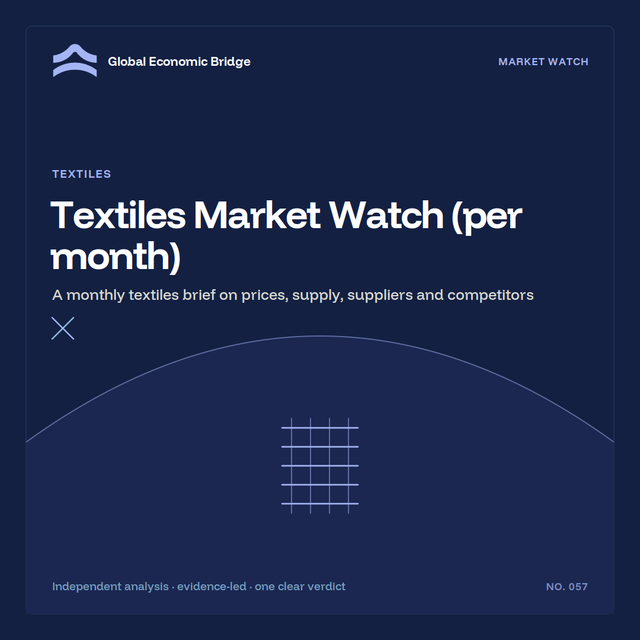 Textiles Market Watch (per month), Global Economic Bridge
