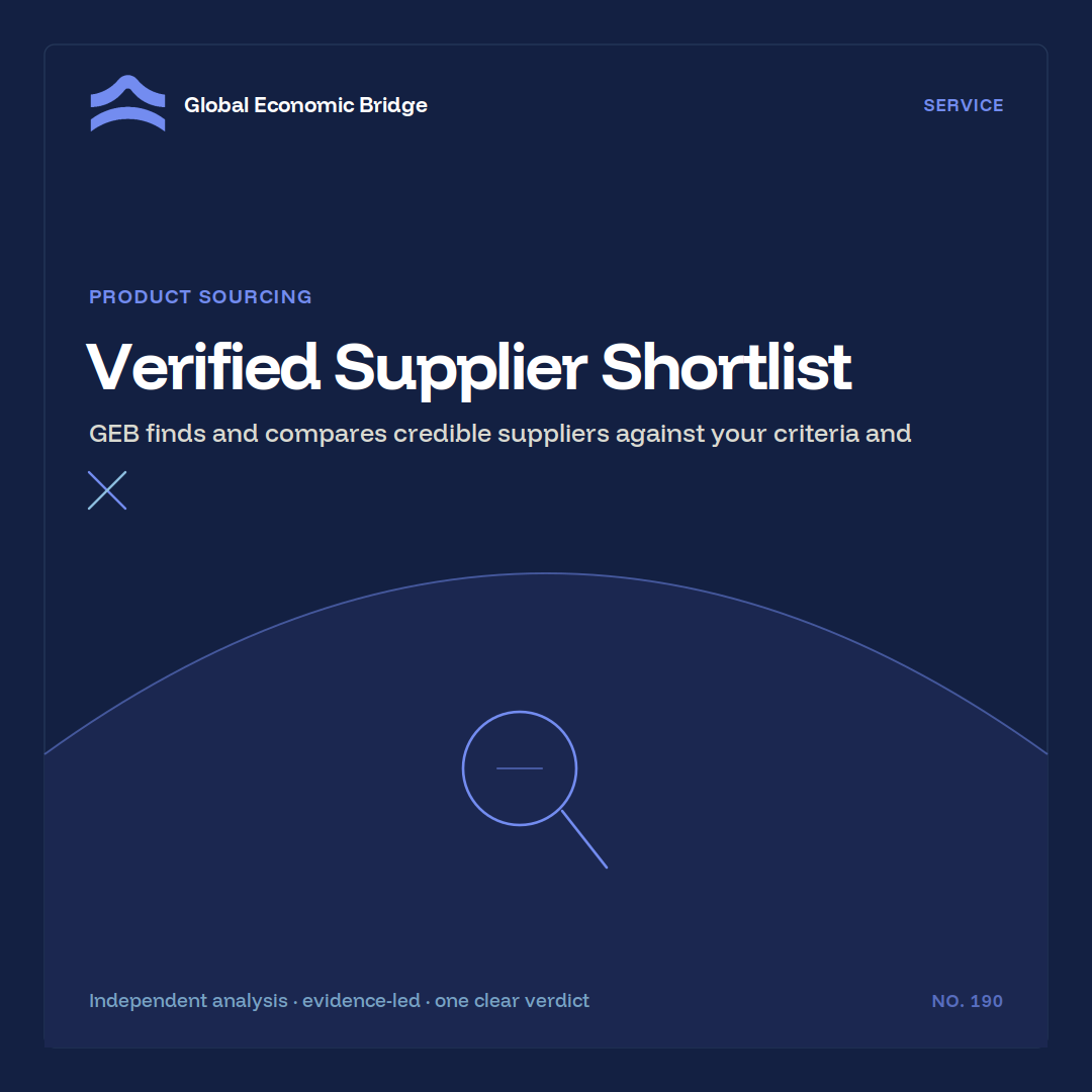 Verified Supplier Shortlist, Global Economic Bridge